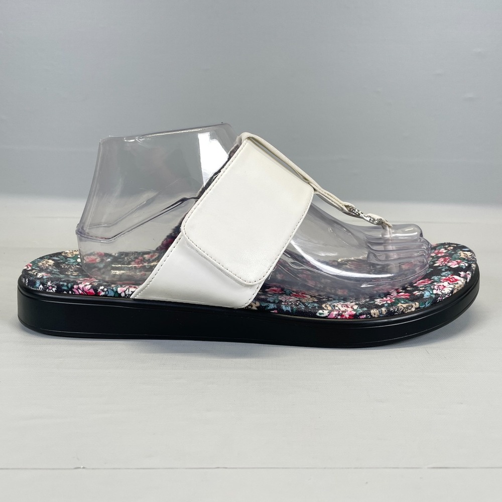 Alegria Moxi Sandals Womens Size 42 US 11.5 White Leather Floral Thong Shoes